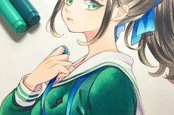 甜美小姐姐插画图片,插画中的清新魅力